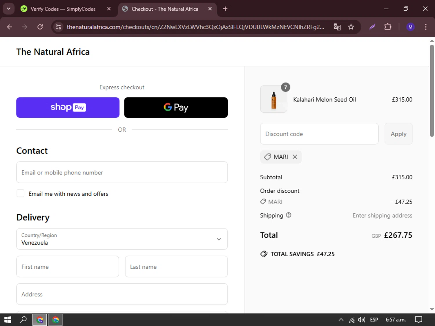 Feel Goods discount code screenshot showing code WELCOME15 applied at Feel Goods checkout page. Uploaded by SimplyCodes community member dominictoretto on Mar 30, 2025