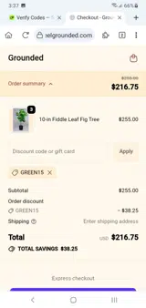 Grounded coupon verification screenshot