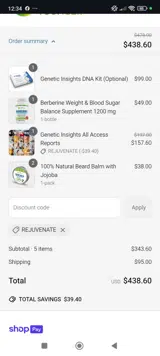 REJUVENATE coupon verification screenshot