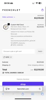 Feenchlet coupon verification screenshot