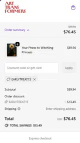 Feenchlet coupon verification screenshot