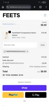 INDEPENDENCEDAYSALE coupon verification screenshot