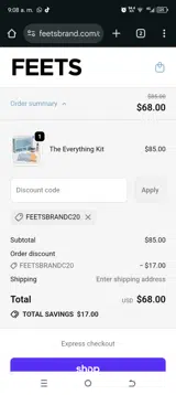 feetsbrandc20 coupon verification screenshot