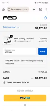 SPECIAL coupon verification screenshot