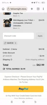 SAVE30 coupon verification screenshot
