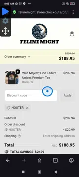 hooter coupon verification screenshot