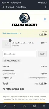 SAVE30 coupon verification screenshot