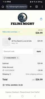 CODE20NEW coupon verification screenshot