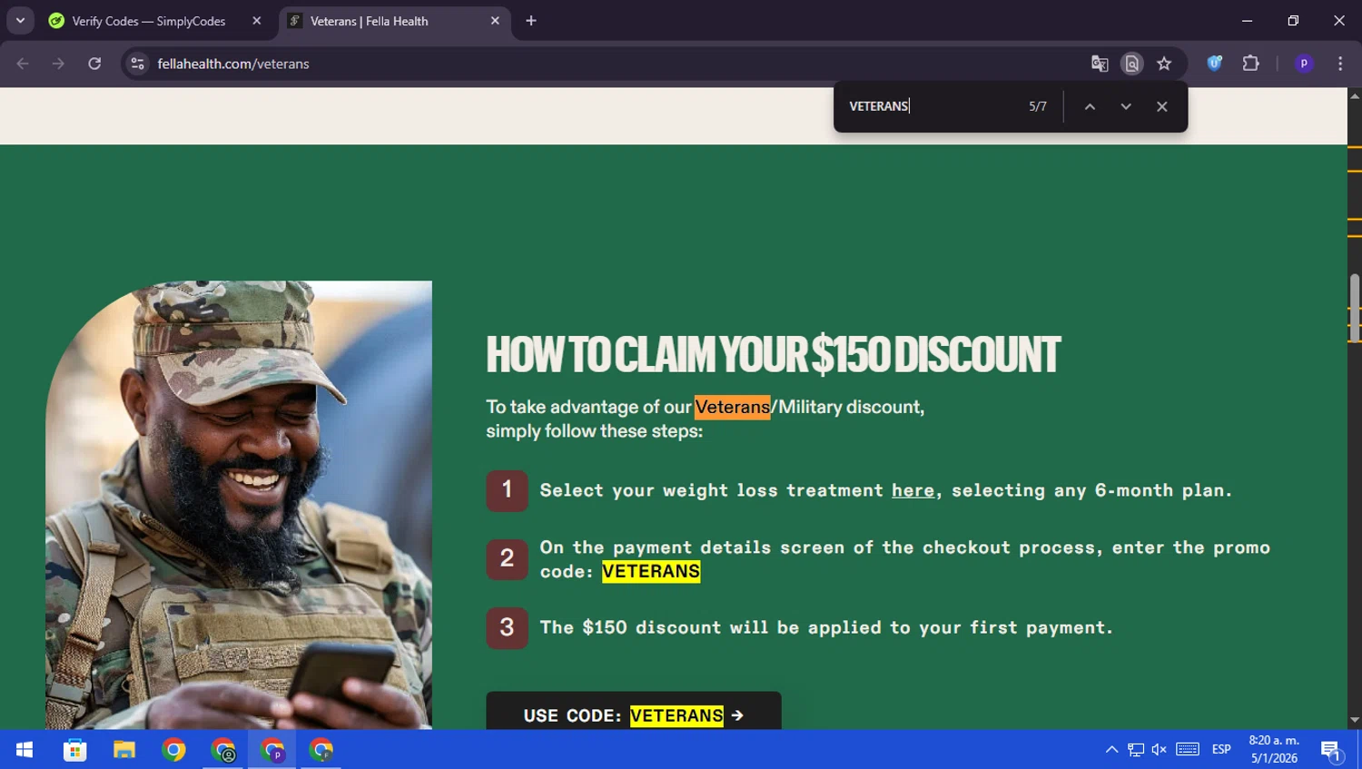 Fella Health checkout page showing Fella Health discount code box | Screenshot taken by SimplyCodes community member on Jan 5, 2026