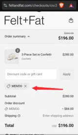 MEM30 coupon verification screenshot