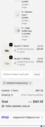 DOPEKITCHENNICOLE coupon verification screenshot