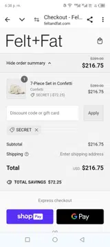 SECRET coupon verification screenshot