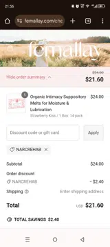 Narcrehab coupon verification screenshot