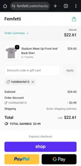 HANNAHM15 coupon verification screenshot
