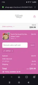 20PIQA coupon verification screenshot