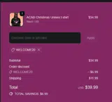 WELCOME20 coupon verification screenshot