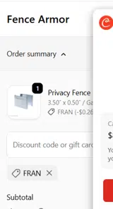 FRAN coupon verification screenshot
