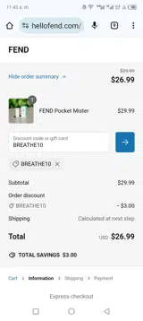 BREATHE10 coupon verification screenshot