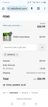 Jayna10 coupon verification screenshot