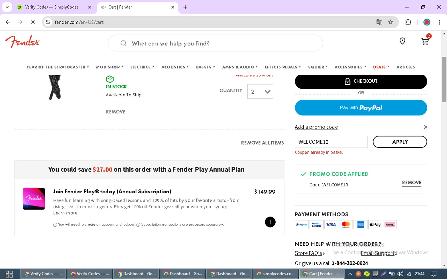 how to use Fender coupons