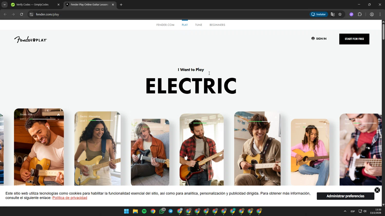 Fender Play checkout page showing Fender Play promo code box | Screenshot taken by SimplyCodes community member on Feb 13, 2026