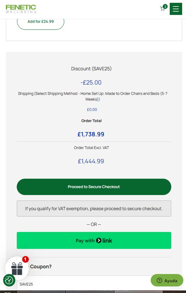 Fenetic Wellbeing checkout page showing Fenetic Wellbeing discount code box | Screenshot taken by SimplyCodes community member on Dec 14, 2024