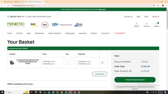 Fenetic Wellbeing checkout page showing Fenetic Wellbeing discount code box | Screenshot taken by SimplyCodes community member on Mar 5, 2025