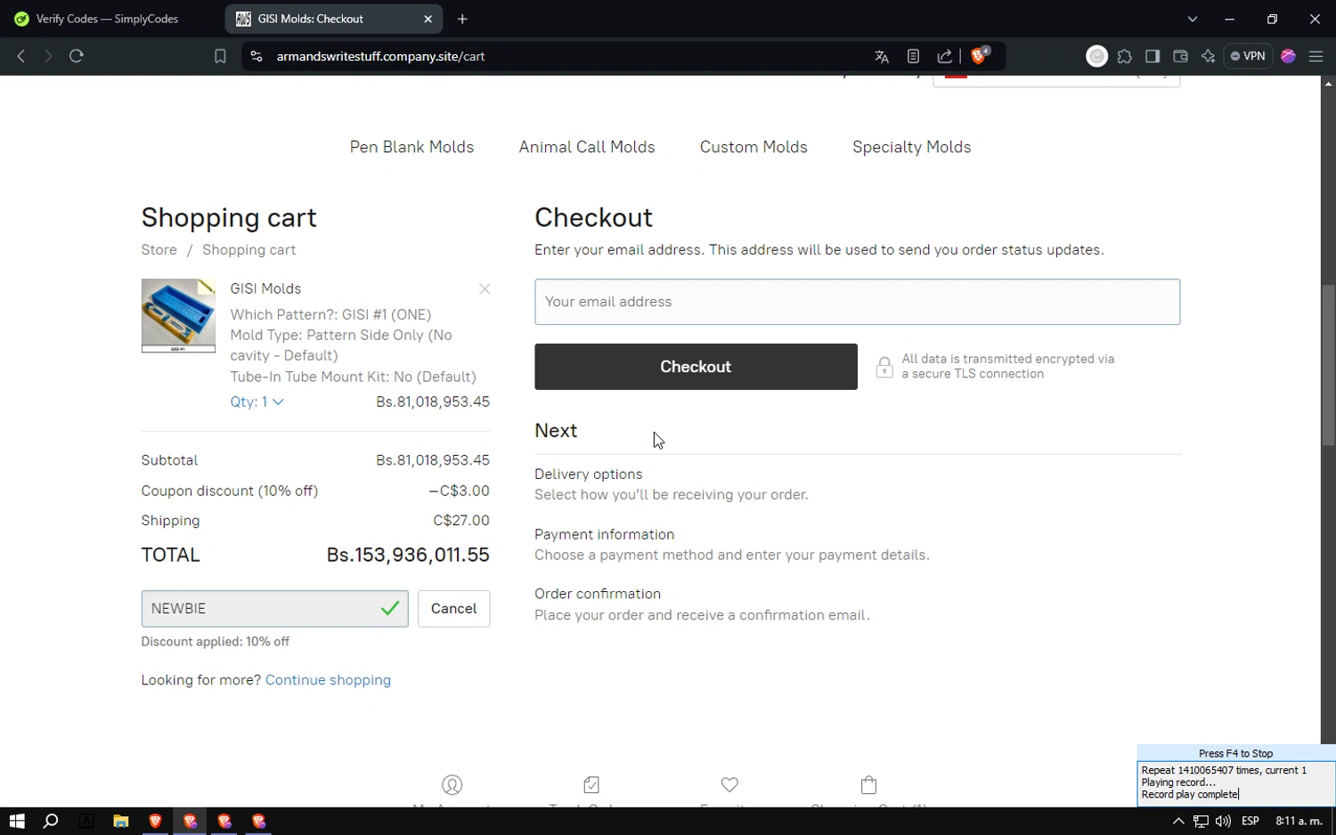 Ferdoll Beauty checkout page showing Ferdoll Beauty promo code box | Screenshot taken by SimplyCodes community member on Sep 7, 2024