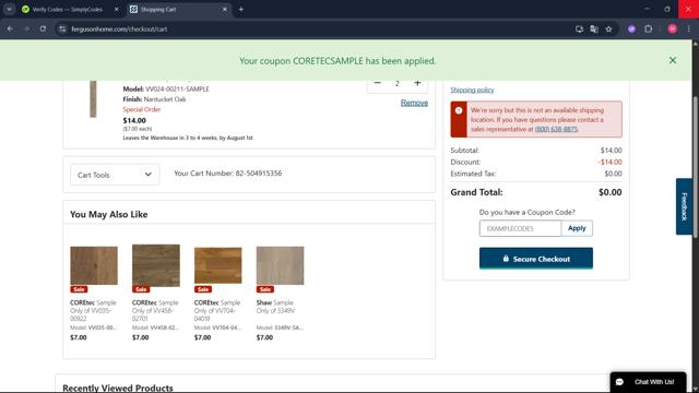 Ferguson Home checkout page showing Ferguson Home promo code box | Screenshot taken by SimplyCodes community member on Jul 5, 2025