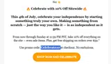 Celebrate10 coupon verification screenshot