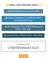 CYBERMONDAY2025 coupon verification screenshot