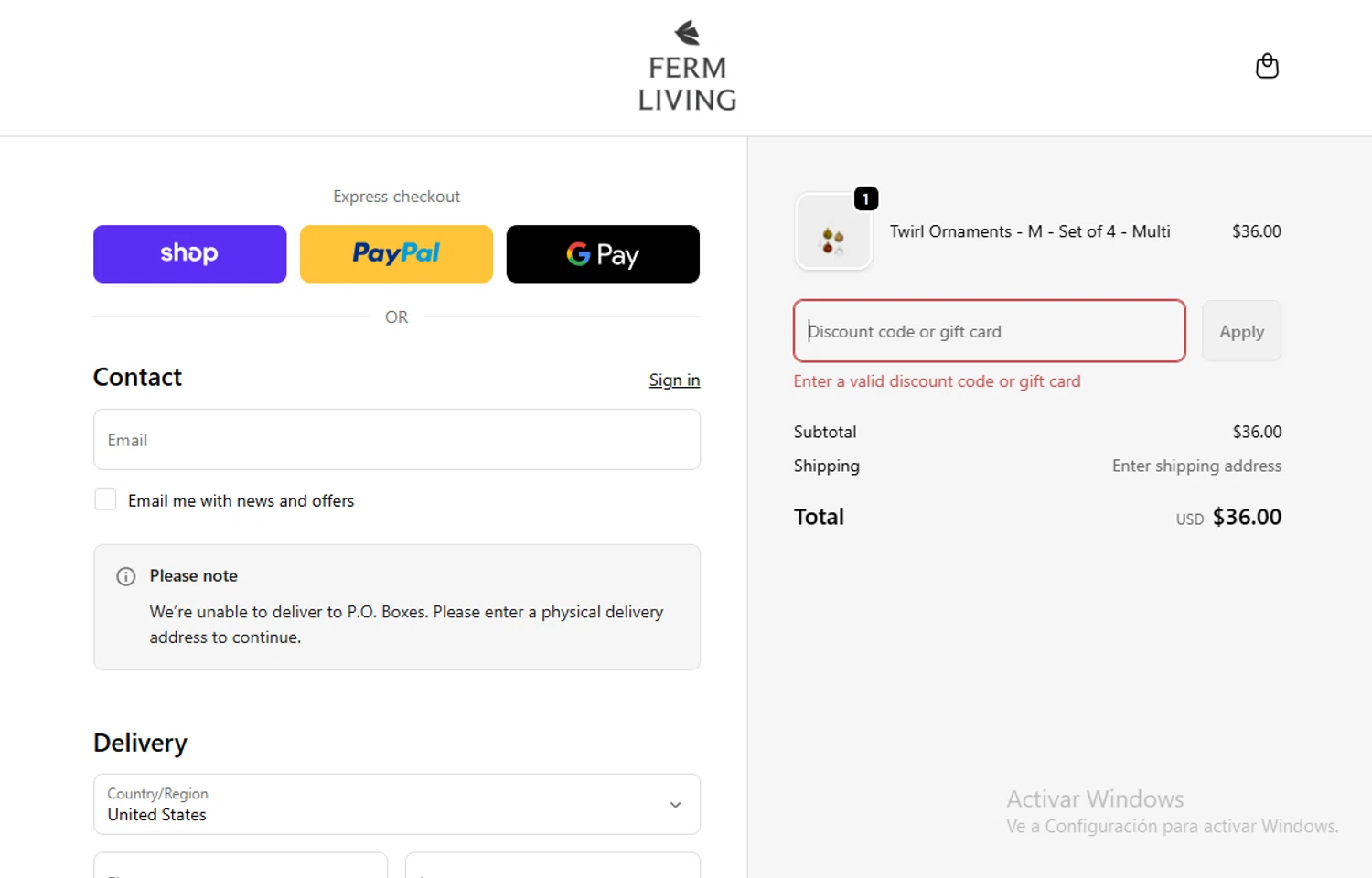 ferm LIVING discount code screenshot showing code EARLYACCESS2025 applied at ferm LIVING checkout page. Uploaded by SimplyCodes community member Gary_23 on Nov 30, 2025