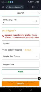 BTS coupon verification screenshot