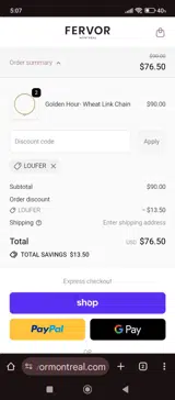 LOUFER coupon verification screenshot