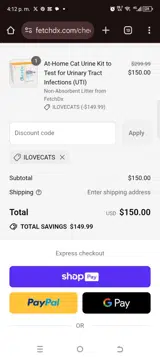 Ilovecats coupon verification screenshot