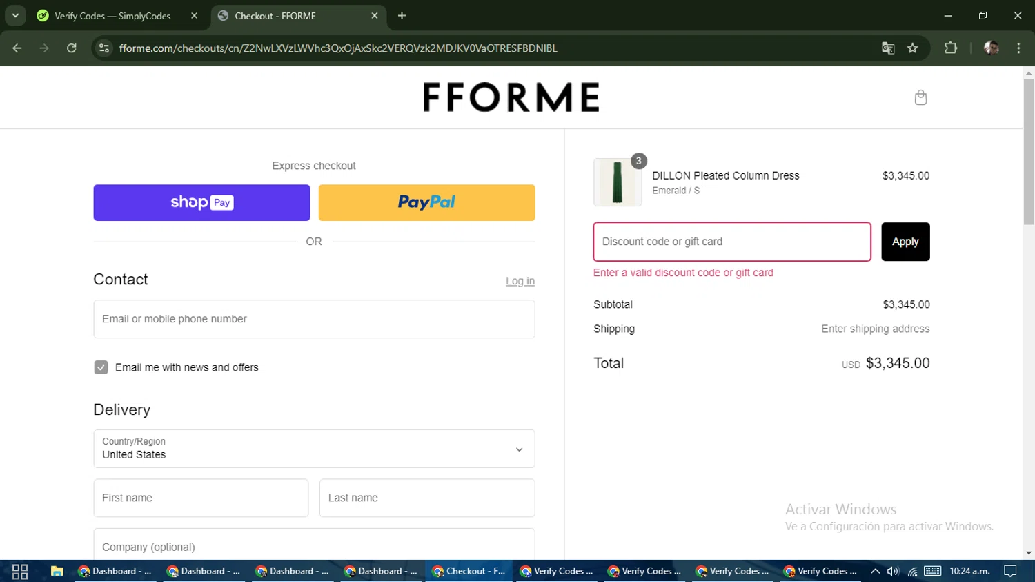 FFORME promo code screenshot showing code extra10 applied at FFORME checkout page. Uploaded by SimplyCodes community member DiscountSeeker682 on Dec 28, 2024