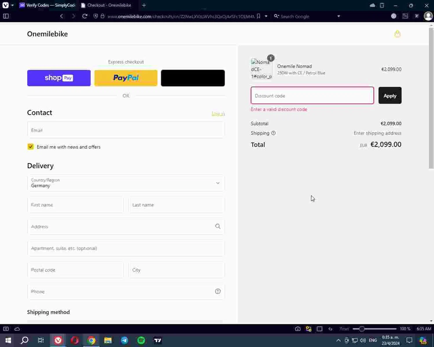 FFPC checkout page showing FFPC promo code box | Screenshot taken by SimplyCodes community member on Apr 23, 2024
