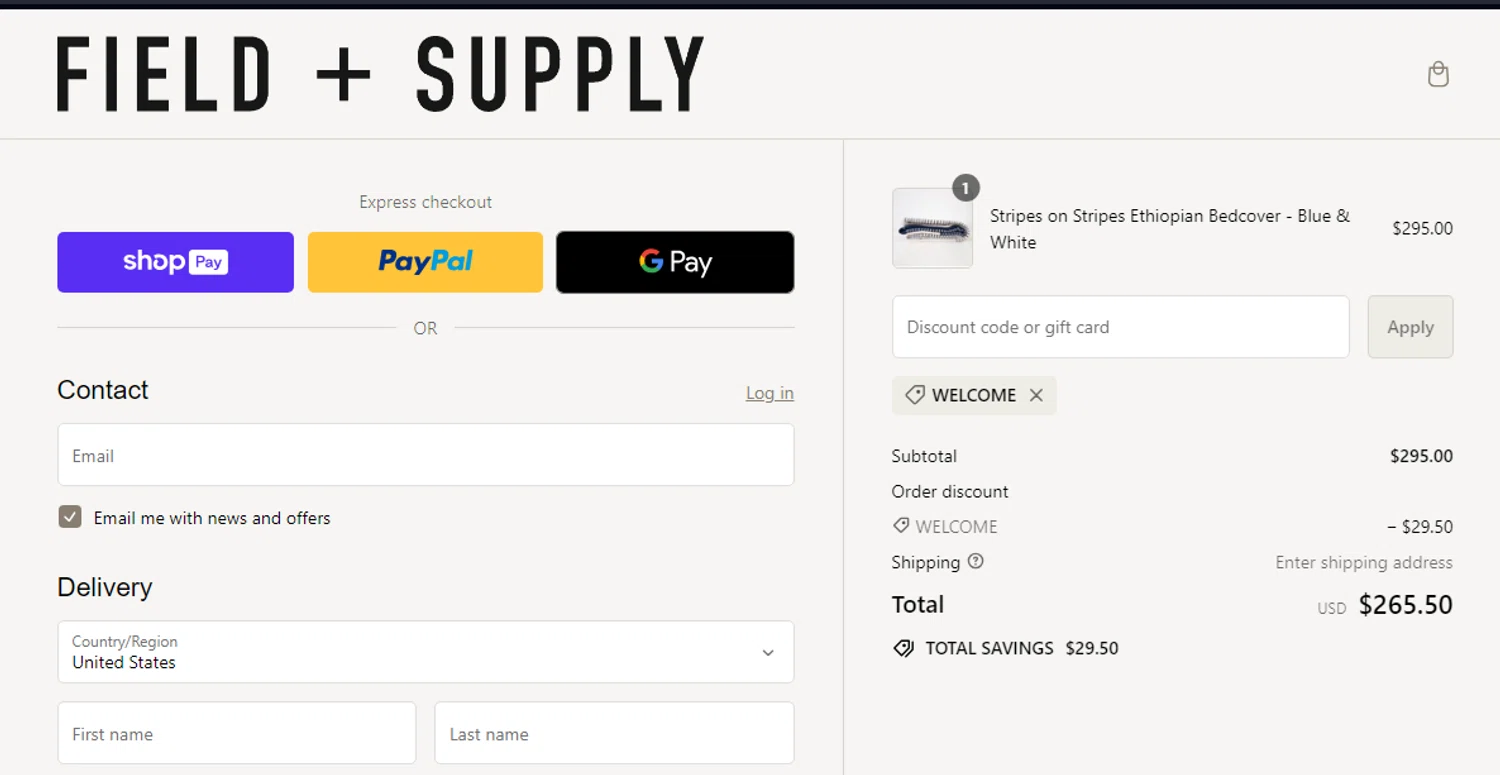 Field + Supply Promo Codes 10 Off July 2024