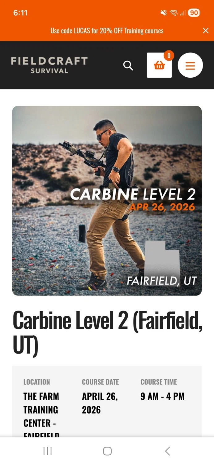 FieldCraft Survival promo code screenshot showing code Lucas applied at FieldCraft Survival checkout page. Uploaded by SimplyCodes community member valeriaantonieta on May 16, 2026