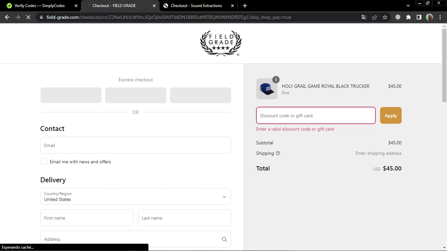 FIELD GRADE discount code screenshot showing code HOLIDAY applied at FIELD GRADE checkout page. Uploaded by SimplyCodes community member MoneySentinel7597 on Mar 12, 2025