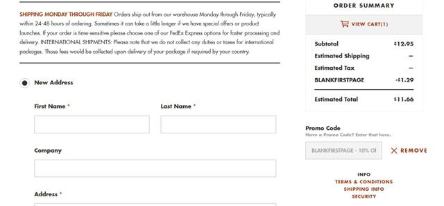 Field Notes checkout page showing Field Notes promo code box | Screenshot taken by SimplyCodes community member on Mar 14, 2025