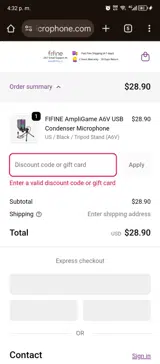 FIFINEMIC10 coupon verification screenshot