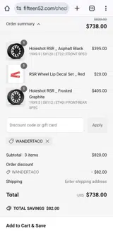 Fifteen52 coupon verification screenshot