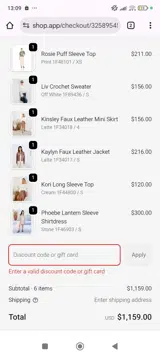 Fifteen Twenty coupon verification screenshot