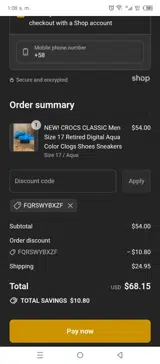 FQRSWYBXZF coupon verification screenshot