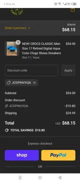 JCGPINVVQA coupon verification screenshot