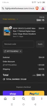 NTYYULWFAU coupon verification screenshot