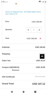 ABAND10 coupon verification screenshot