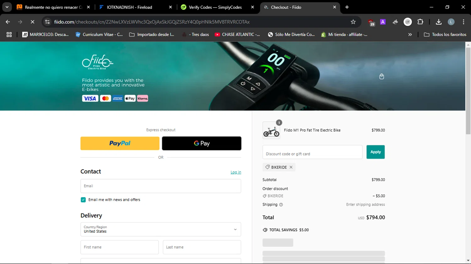 where to use Fiido promo code box