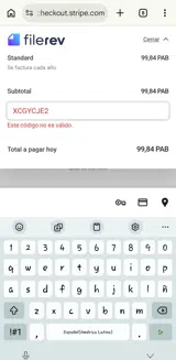 Filerev coupon verification screenshot